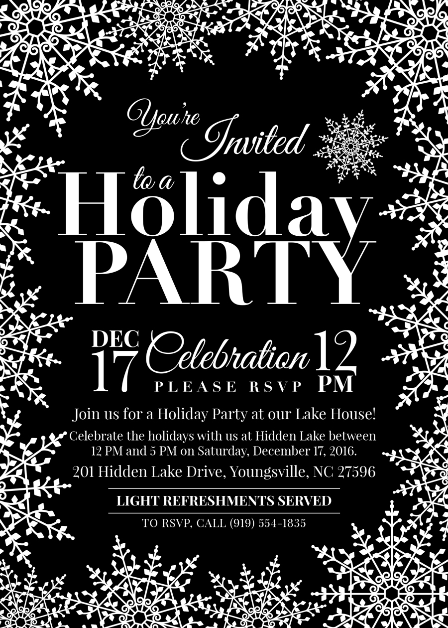 Hidden Lake Holiday Party Invite