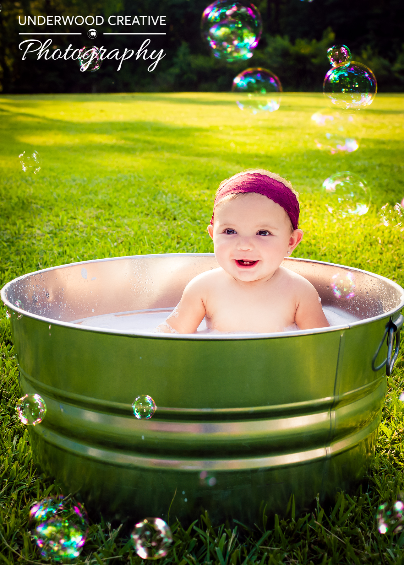 Baby with bubbles portrait